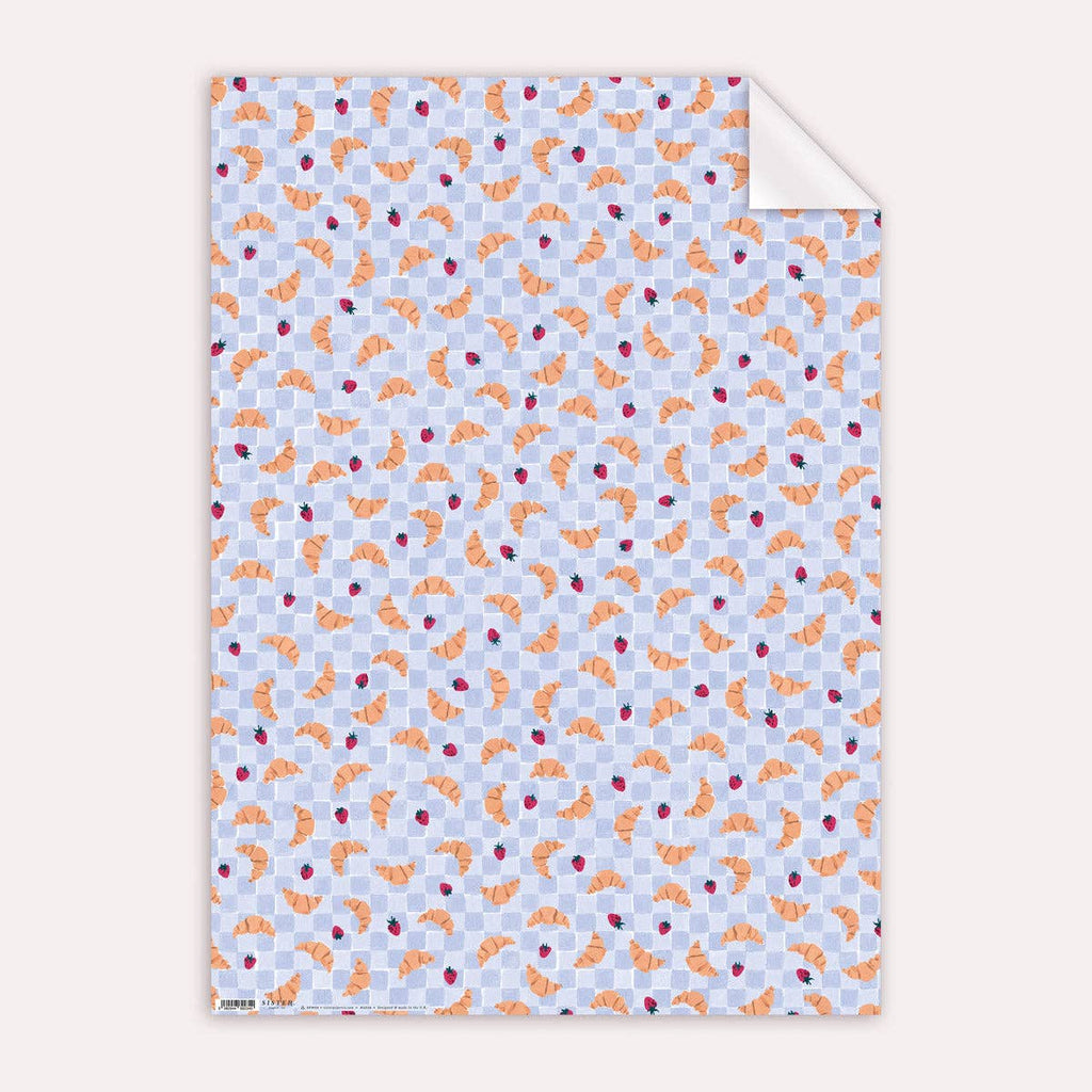 Croissant Cafe Gift Wrap | Croissants Wrapping Paper Sheets