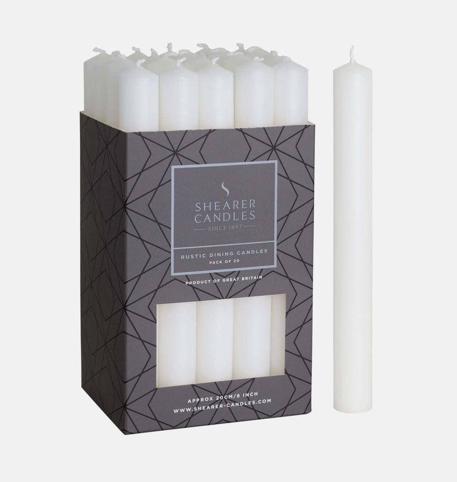 Shearer Candles - White 8 inch Dinner Candles