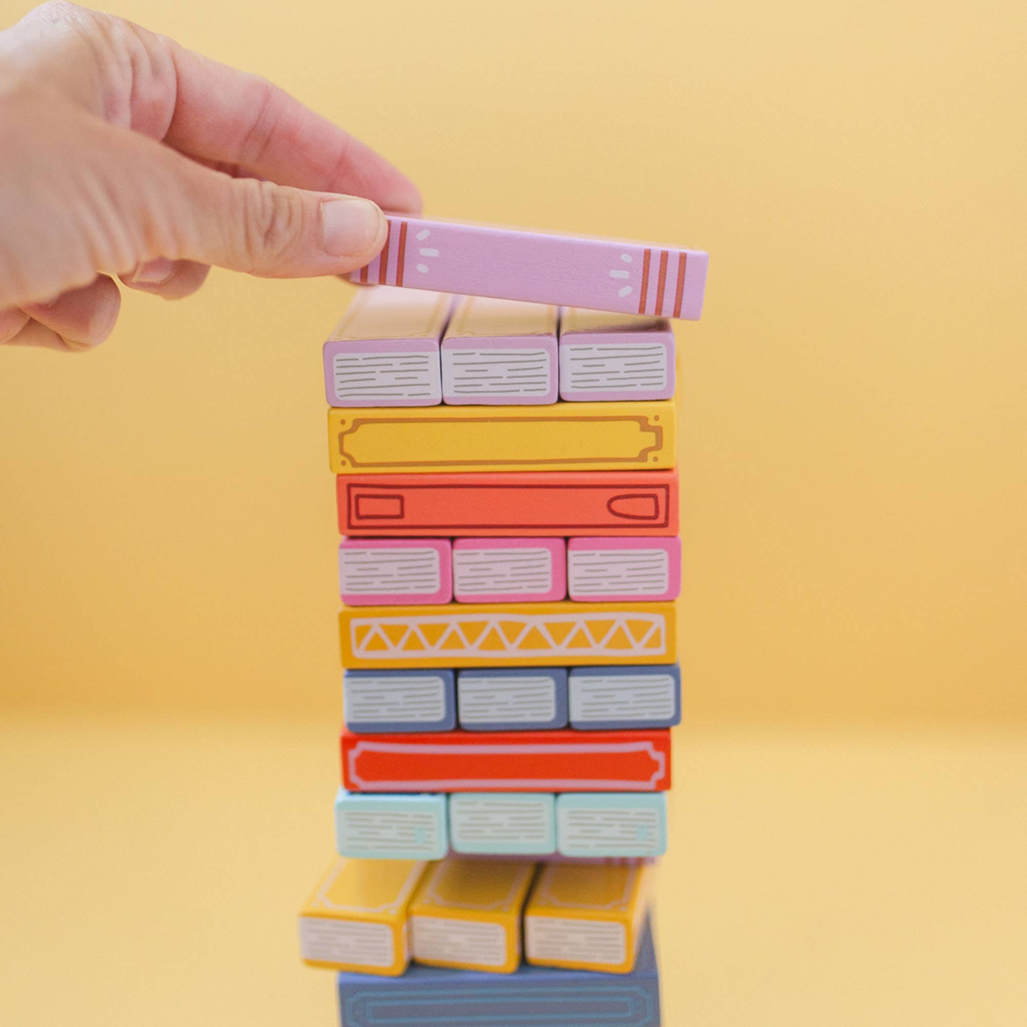 Tumbling Book Stack Jenga - Wooden Block Stacking & Balance Game (slight damage)