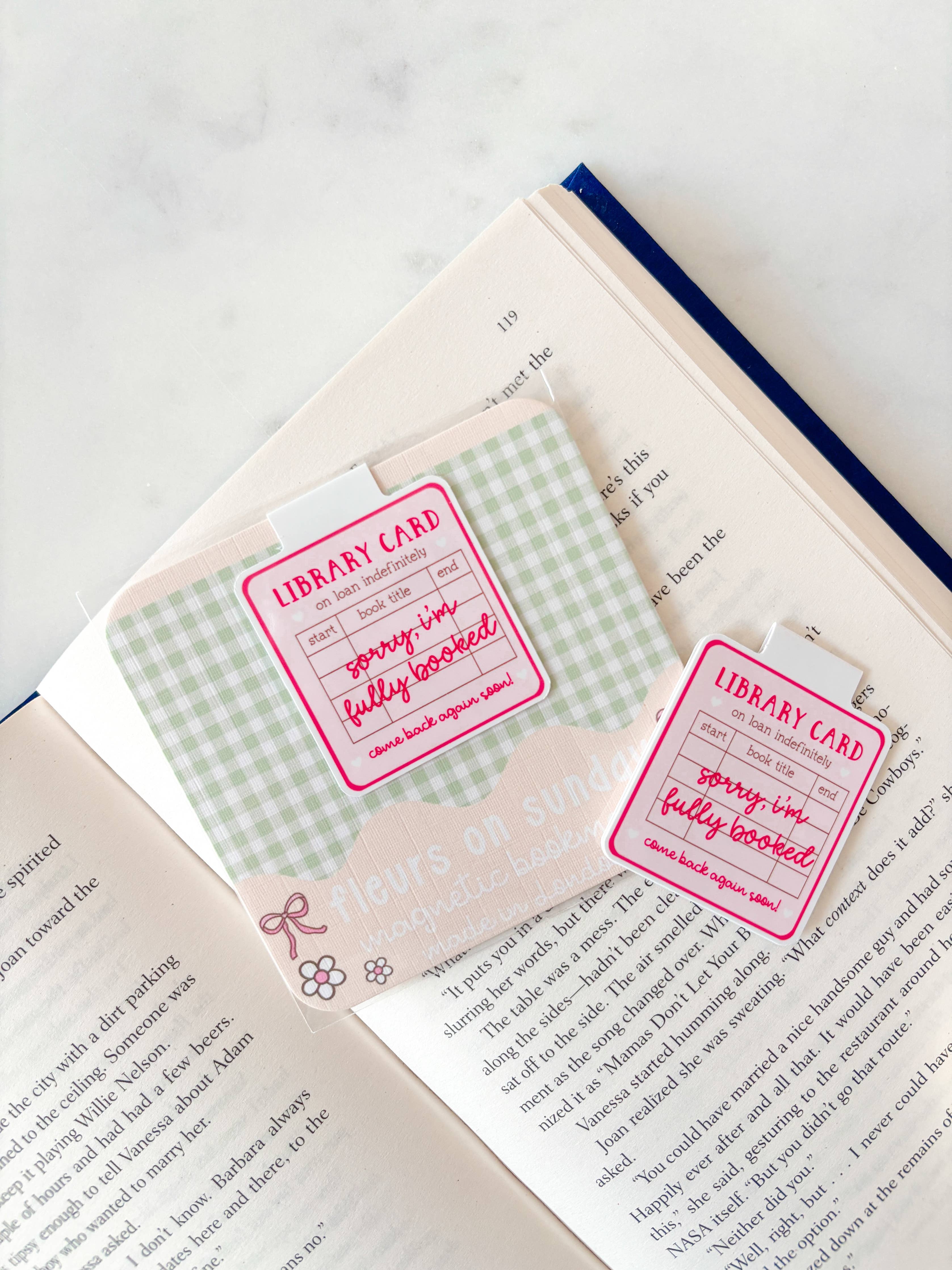 Fleurs on Sunday - Library Card Fully Booked Magnetic Bookmark