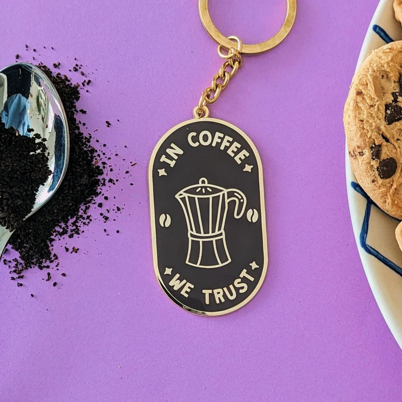 In Coffee We Trust Keyring