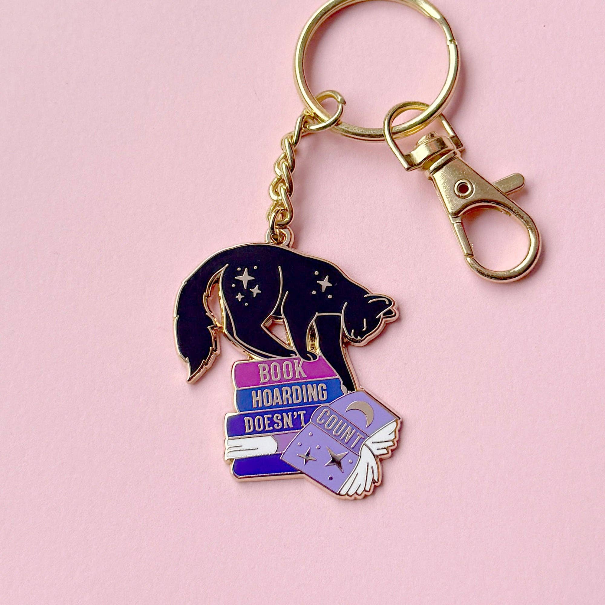 Glitter Punk - Book Hoarding Doesn't Count keychain