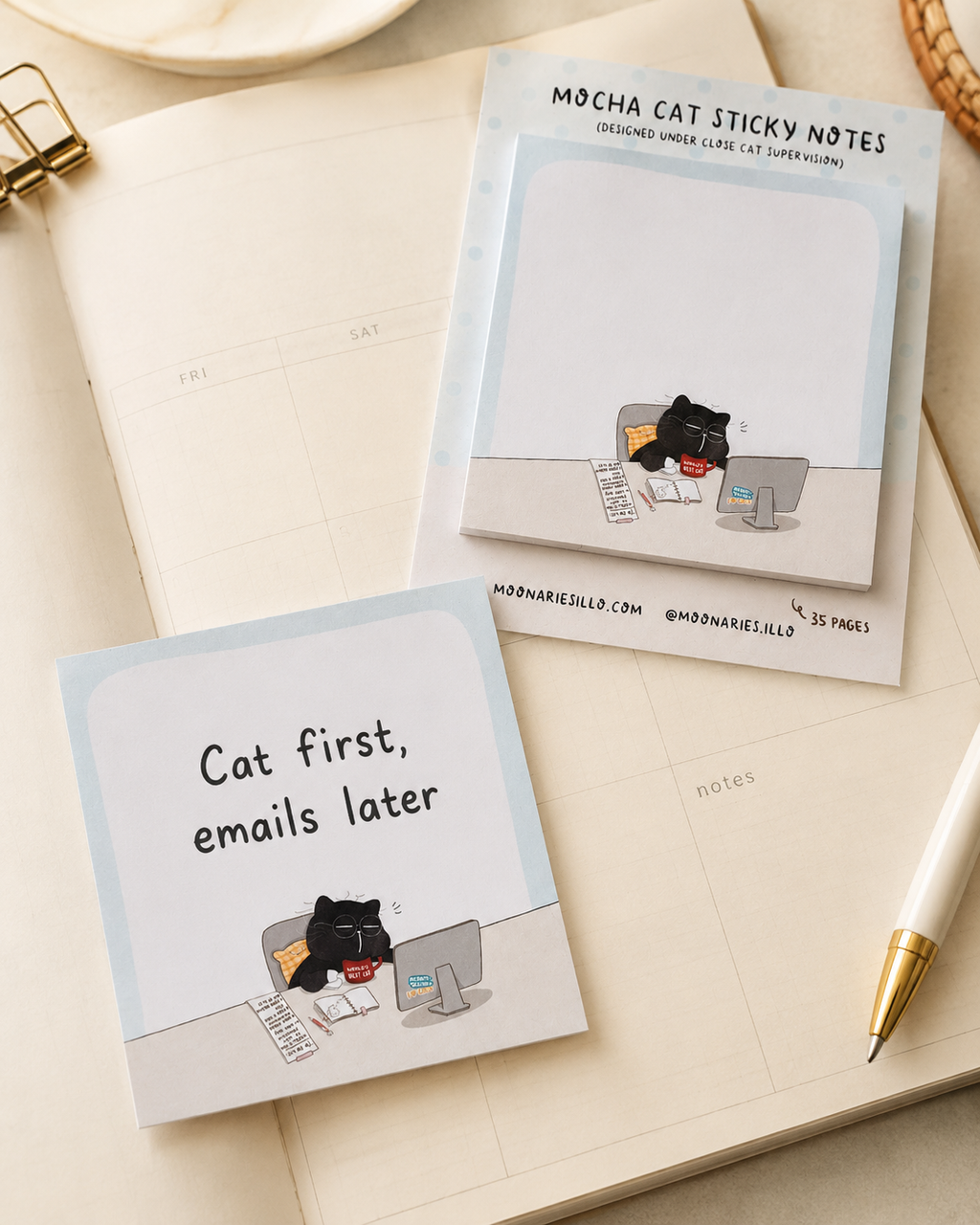 Cat Square Sticky Notes, Coworker Cat Gift