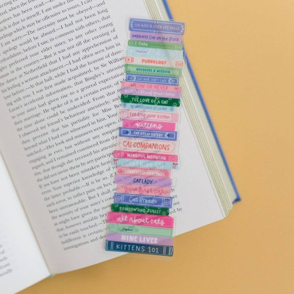 Cat Lover Book Stack Transparent Bookmark