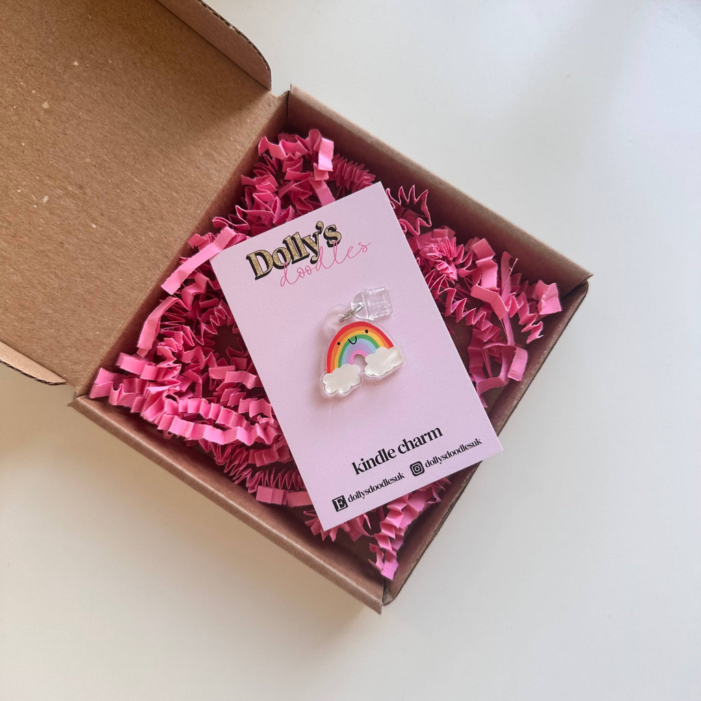 Dolly's Doodles - Smiley Rainbow Book Club Kindle Charm