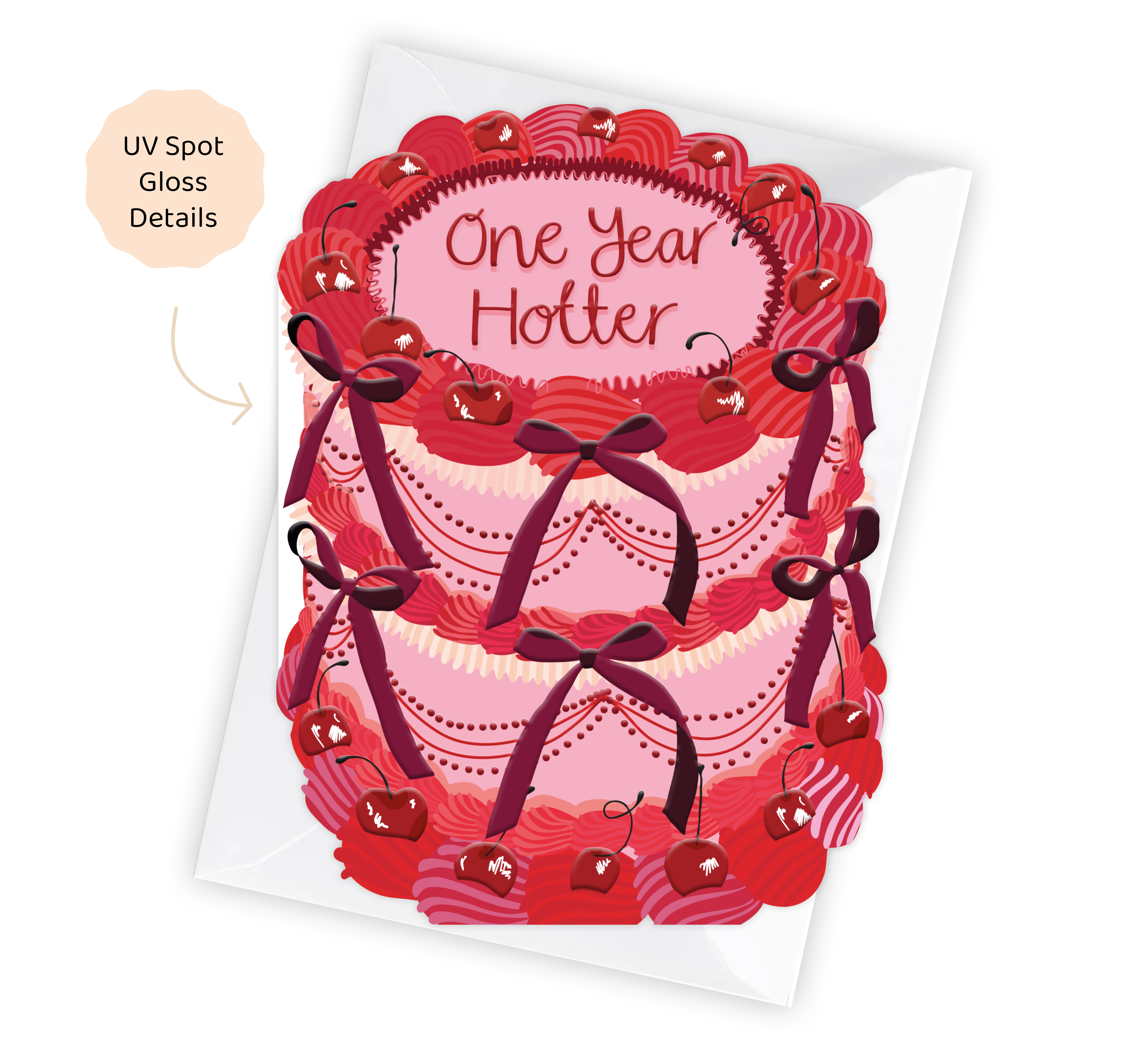 One Year Hotter - Birthday Cake Shaped Greeting Card