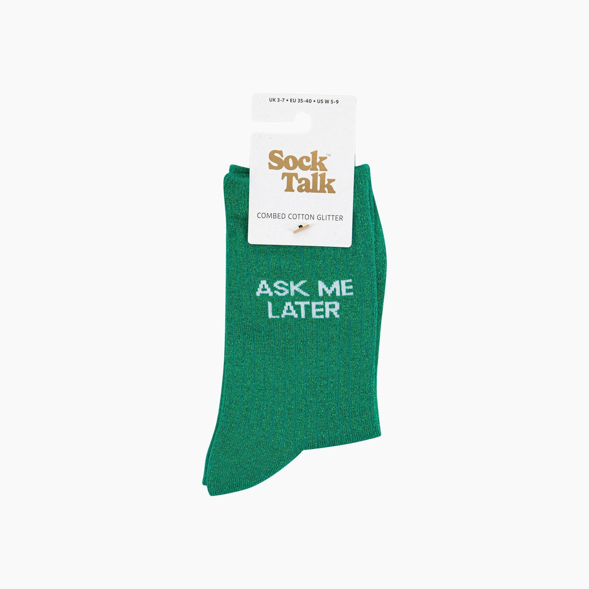 Ask Me Later Combed Cotton Glitter Socks in Green