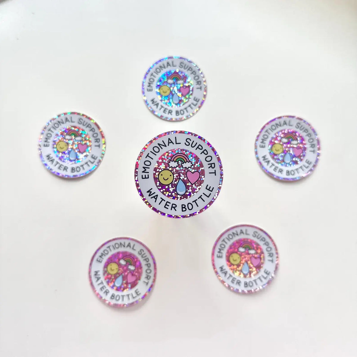 Waterproof Sticker | Water Bottle Pink Smiley Rainbow