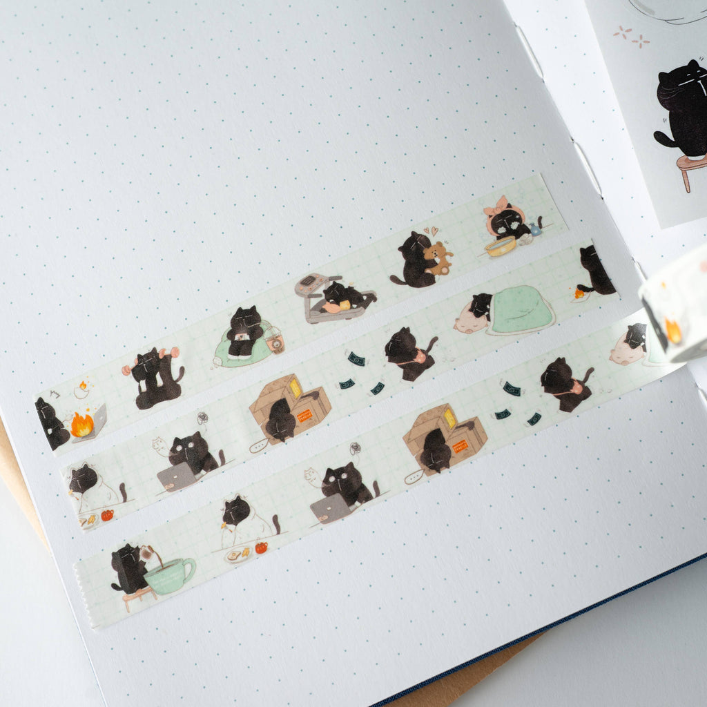 Daily Meowments Black Cat Washi Tape