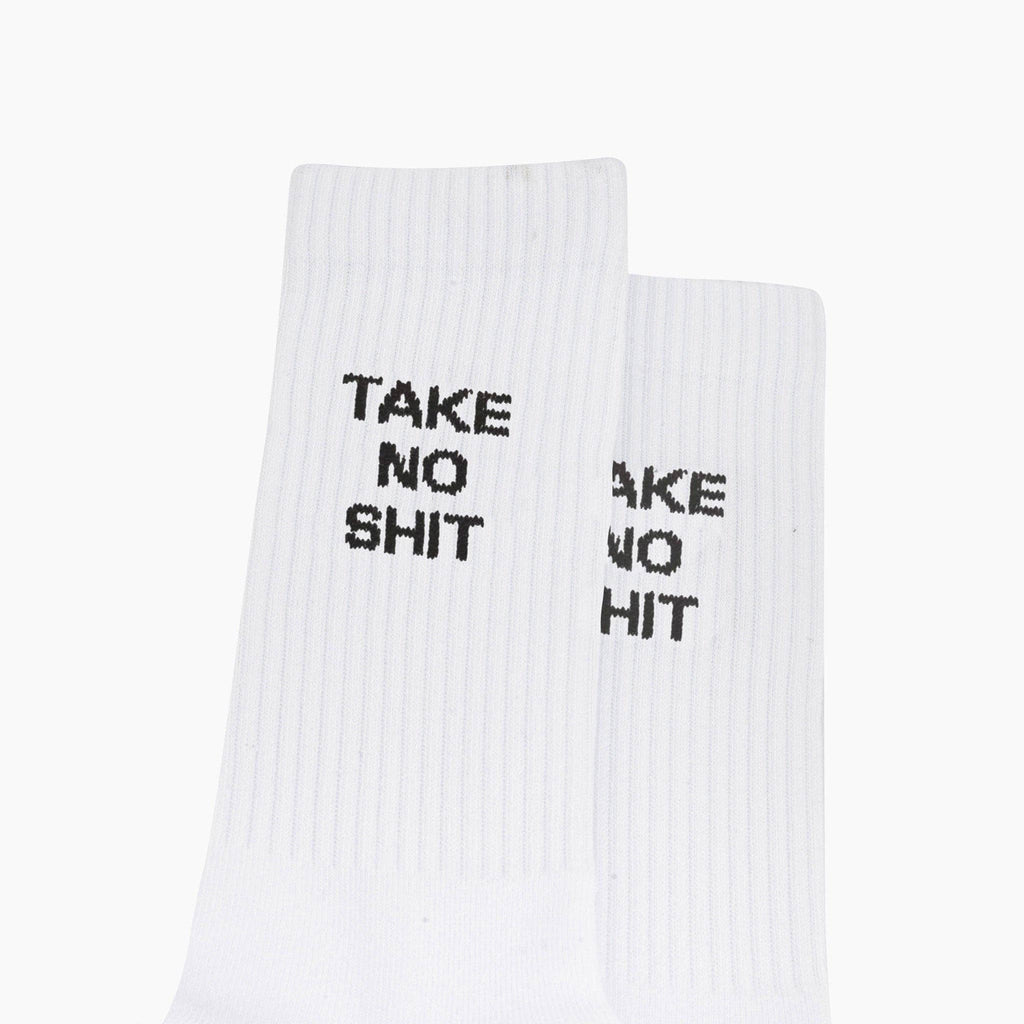 Take No Shit Organic Cotton Sports Socks in White