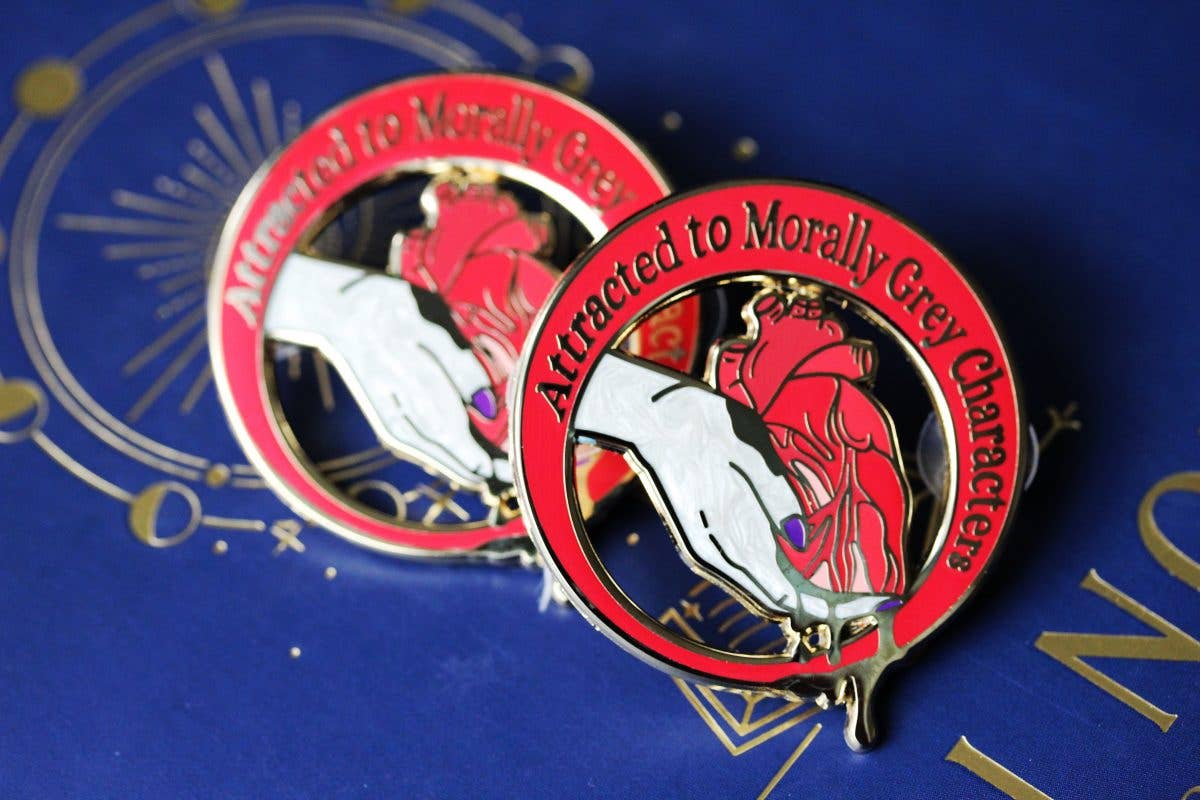 Morally Grey- book lover enamel pin