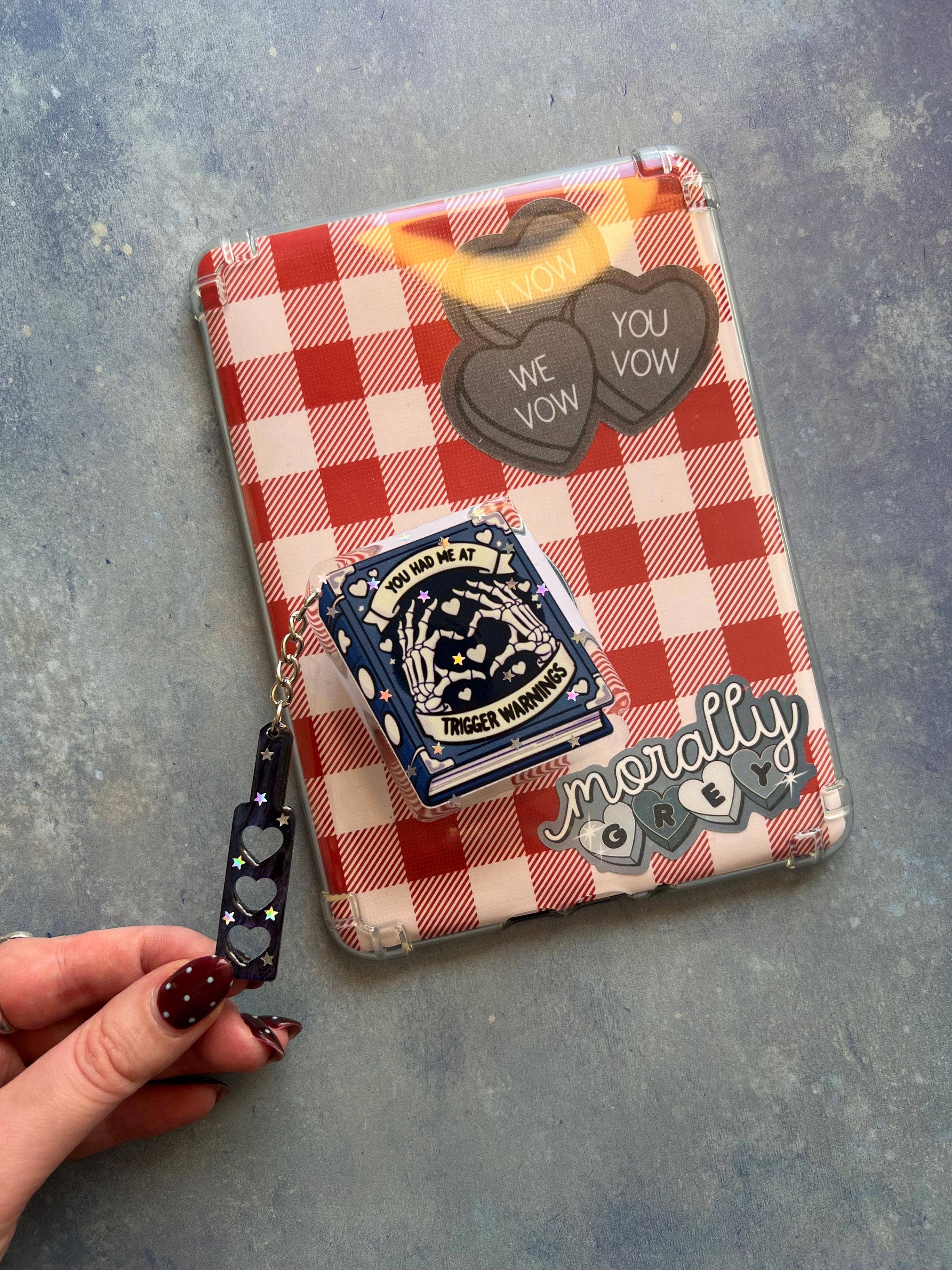 "Trigger Warnings" Luxury Magnetic Kindle Grip & Phone holder