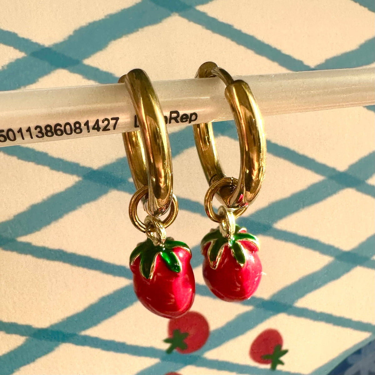 🍅 Tomato ✨ Detachable Enamel Charm Hoop Earrings