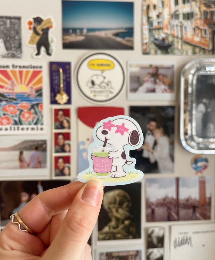 Love You So Matcha Sparkly Puppy Sticker