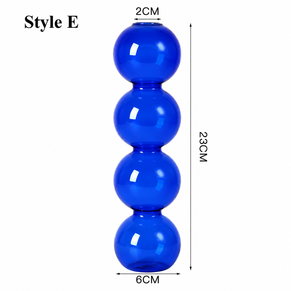 Blue Glass Candlestick Holder / Vase - Modern Candle Stand