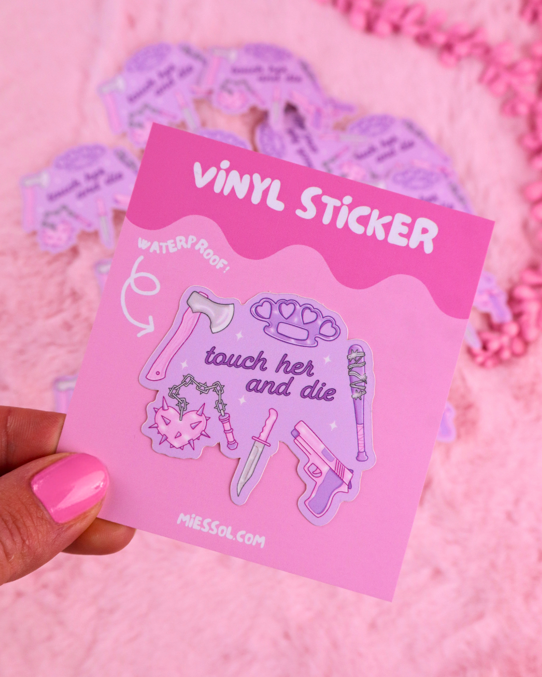 Touch Her And Die Vinyl Waterproof Bookish Sticker 