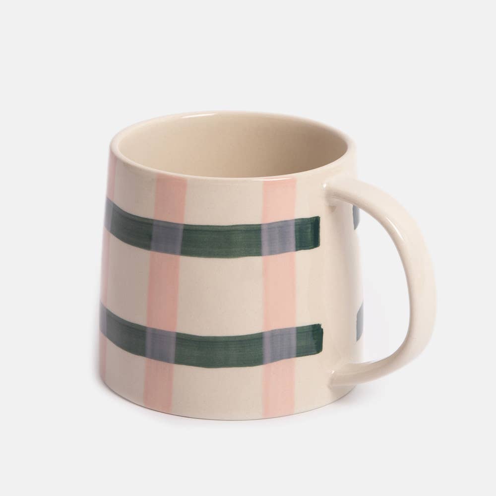 Caroline Gardner - Pink/Teal Check Large Mug