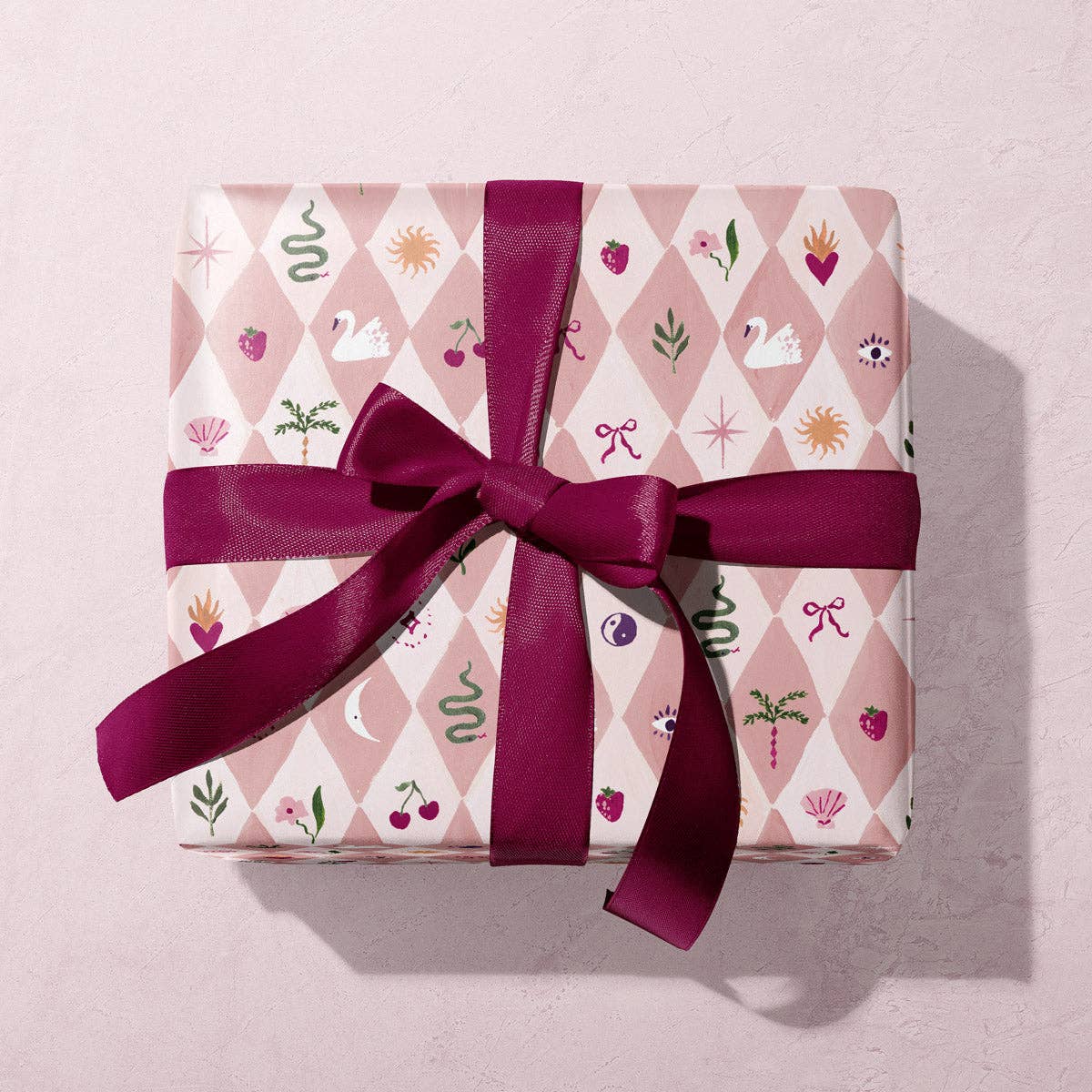 Blush Harlequin Gift Wrap | Feminine Wrapping Paper Sheets