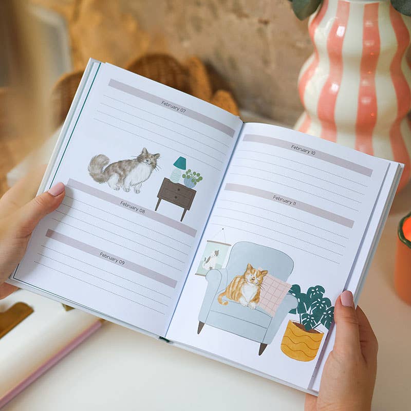 Daily Planner | Cat Themed Undated Diary | Notebook | 2026