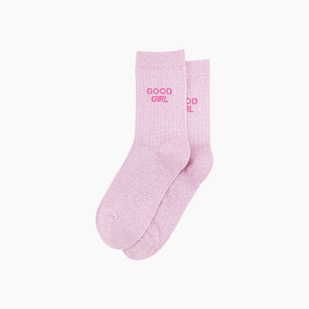 Good Girl Combed Cotton Glitter Socks in Light Pink