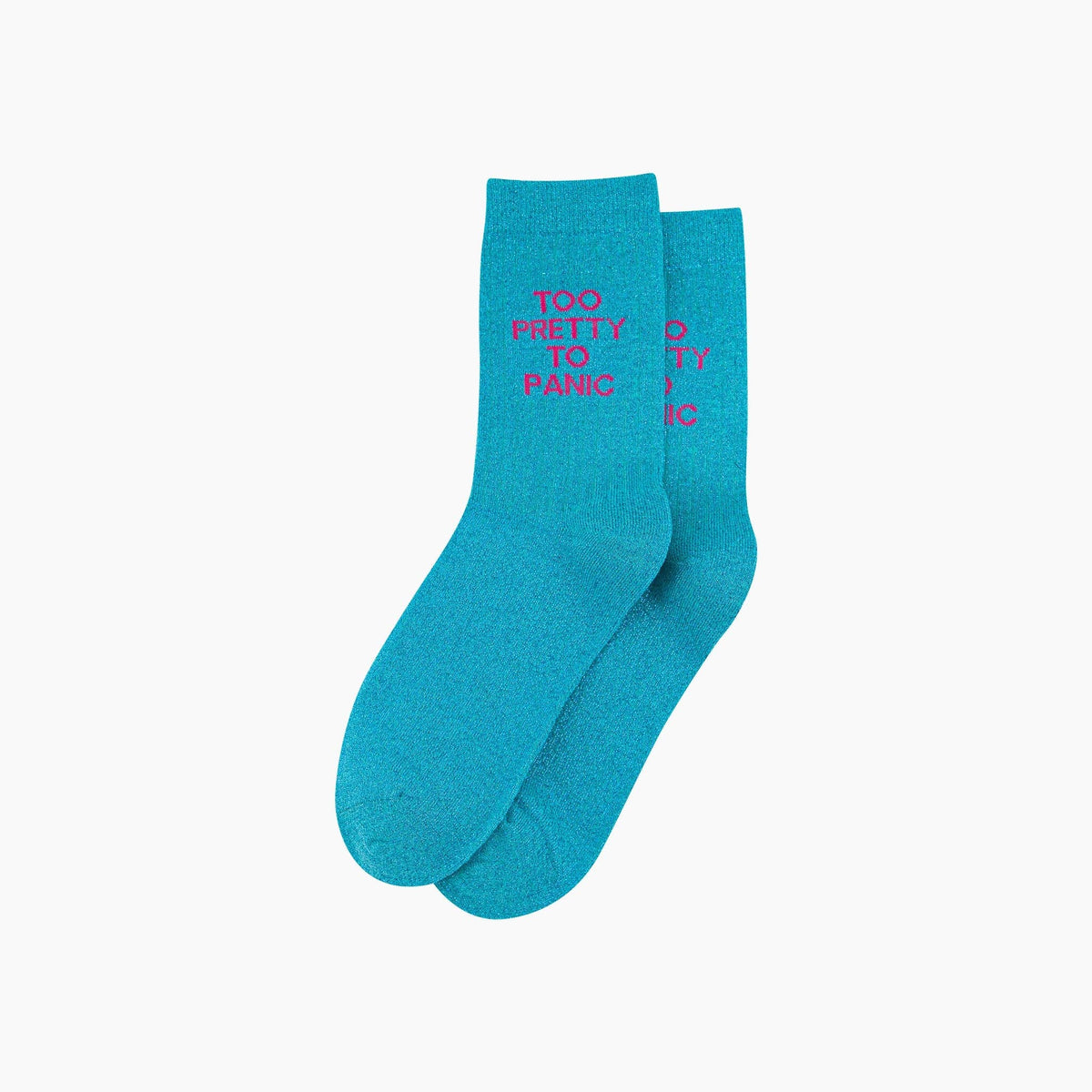 Too Pretty Combed Cotton Glitter Socks in Turquoise