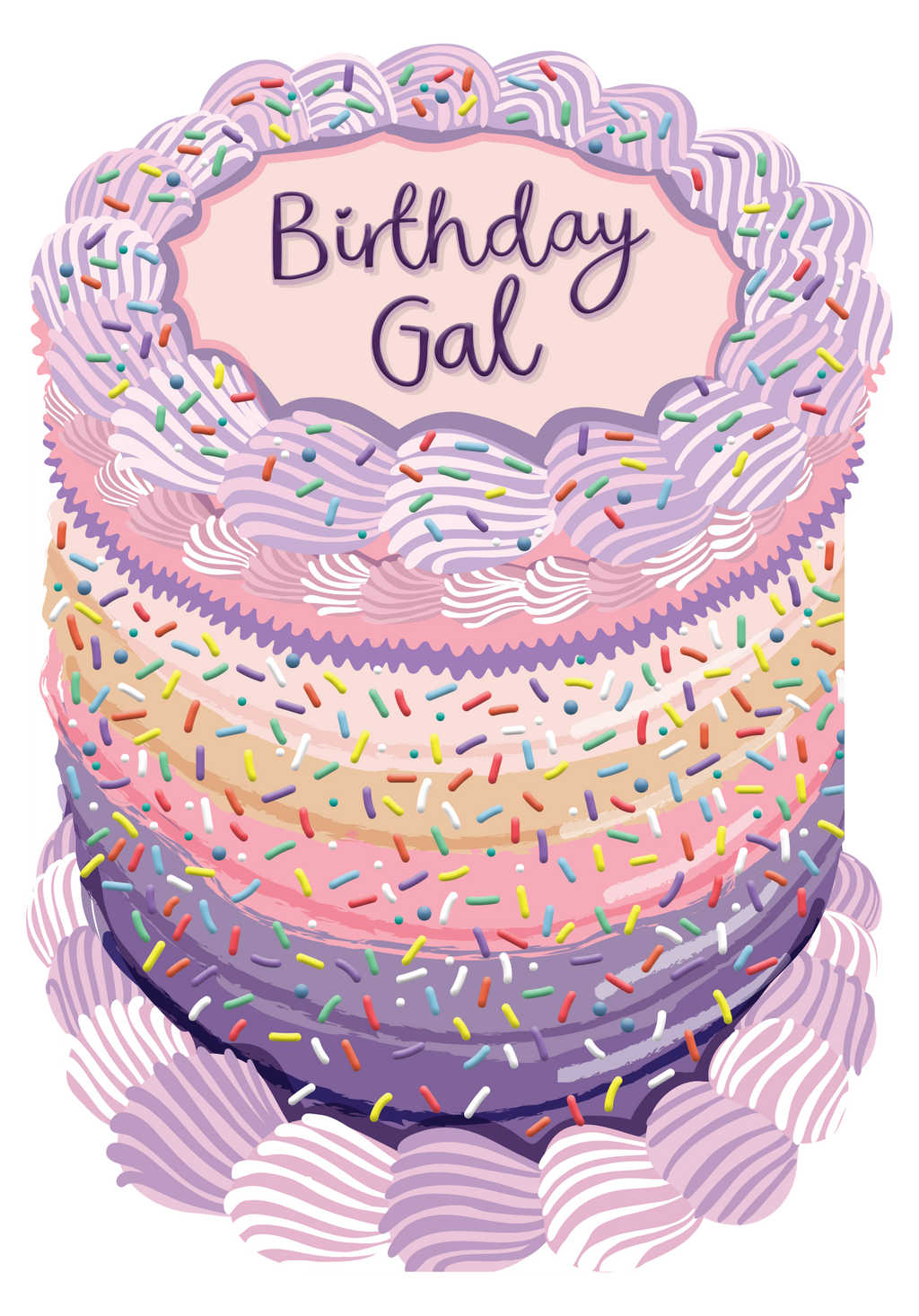 Birthday Gal - Birthday Cake Shaped Greeting Card