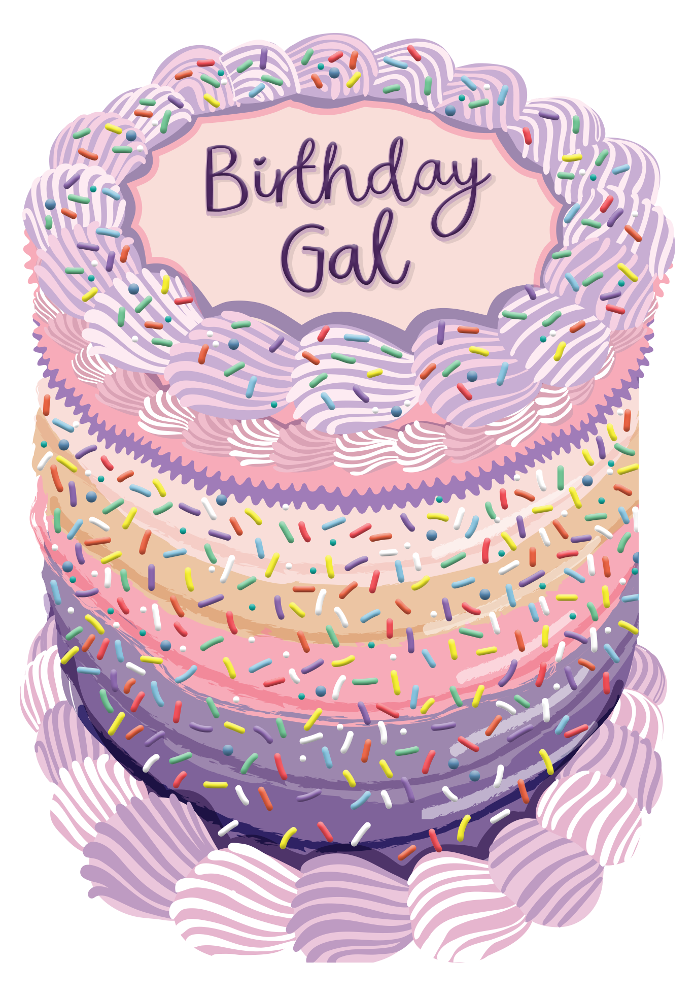 Birthday Gal - Birthday Cake Shaped Greeting Card