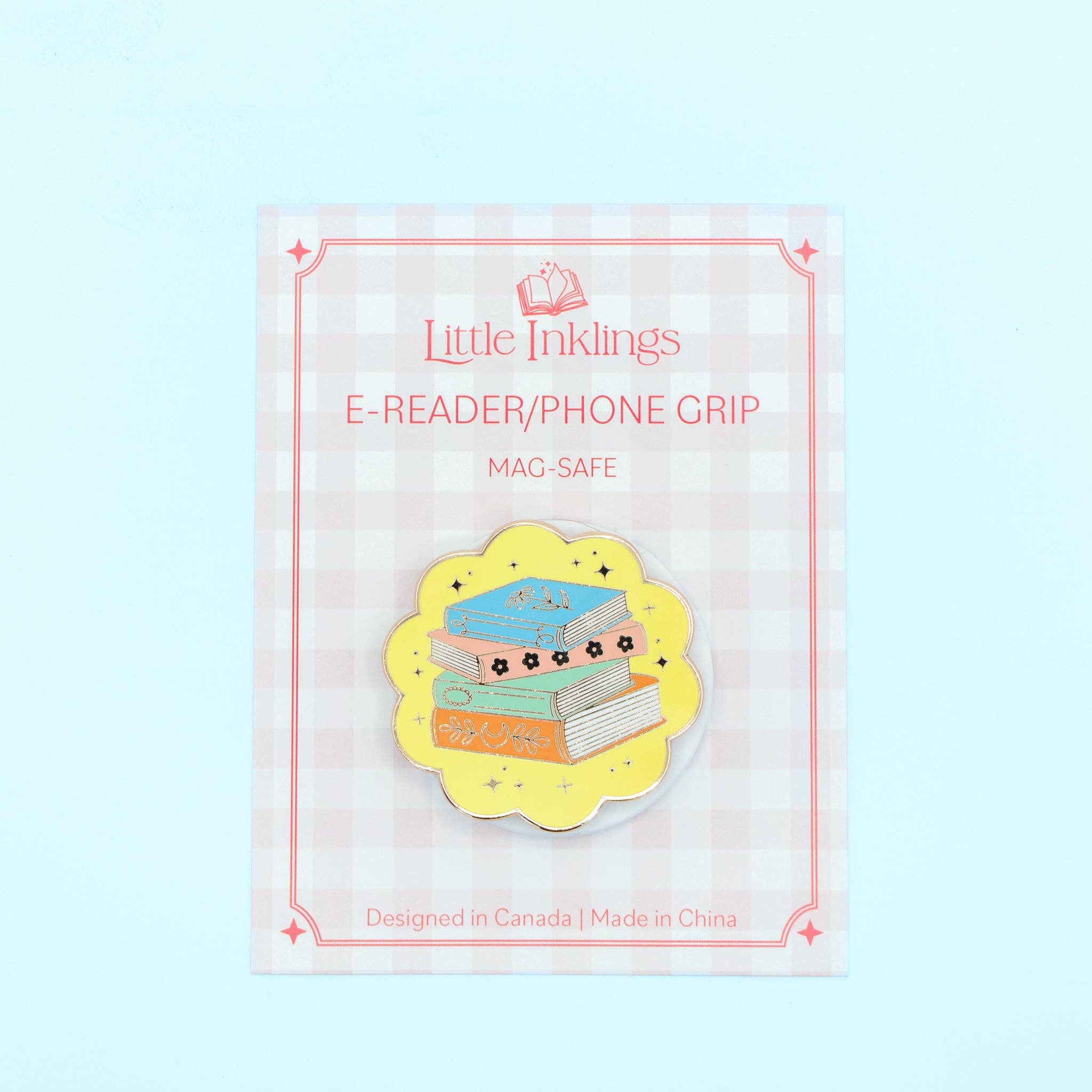 Bright Book Stack Phone/E-Reader Enamel Grip