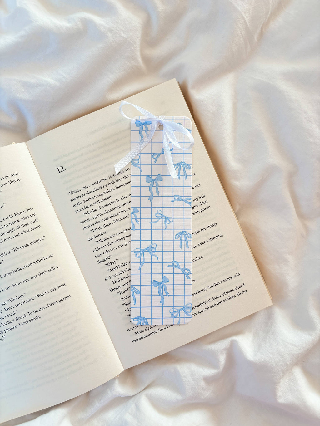 Sweet Blue Coquette Bows Bookmark