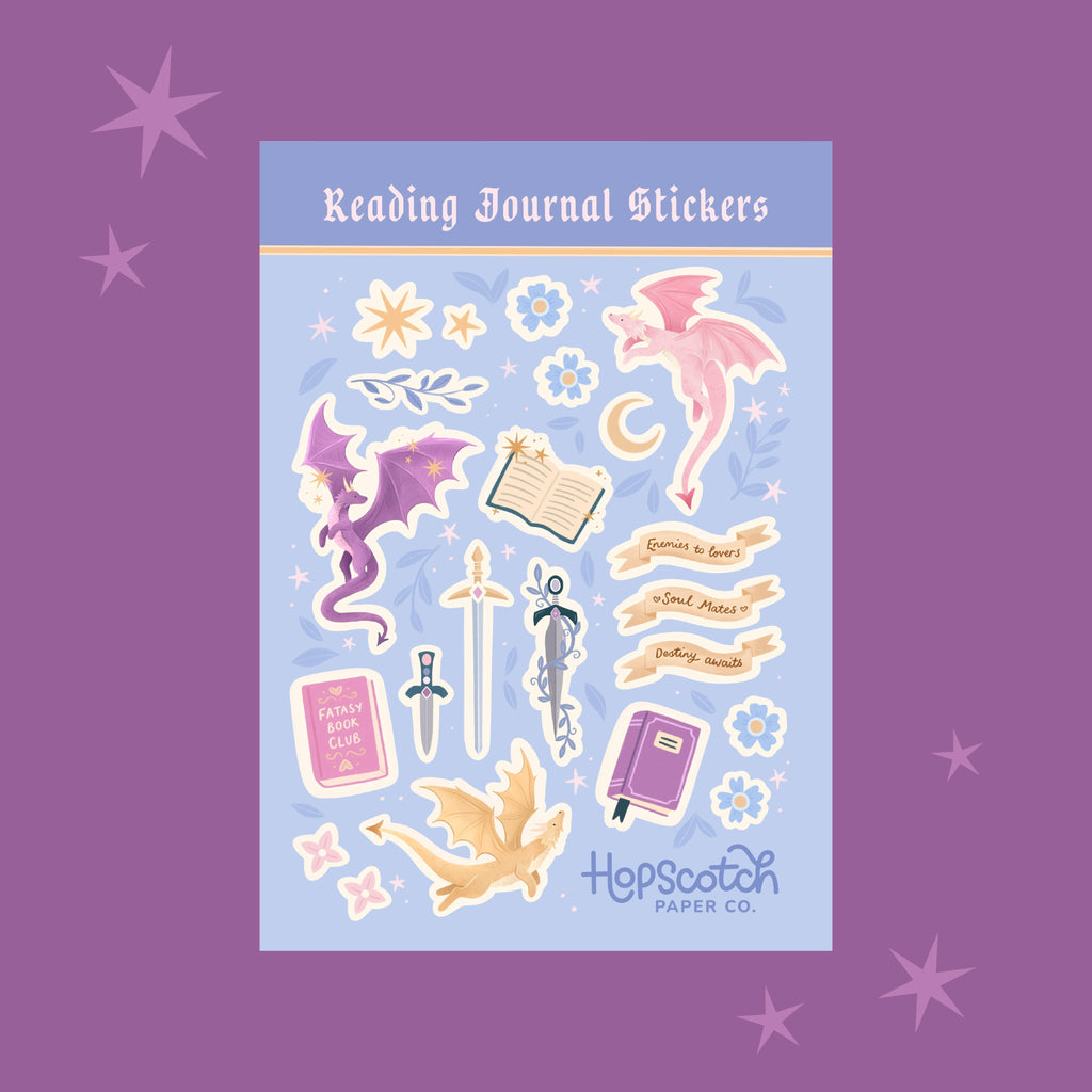 Hopscotch Paper Co. - Dragon Reading Journal Sticker Sheet