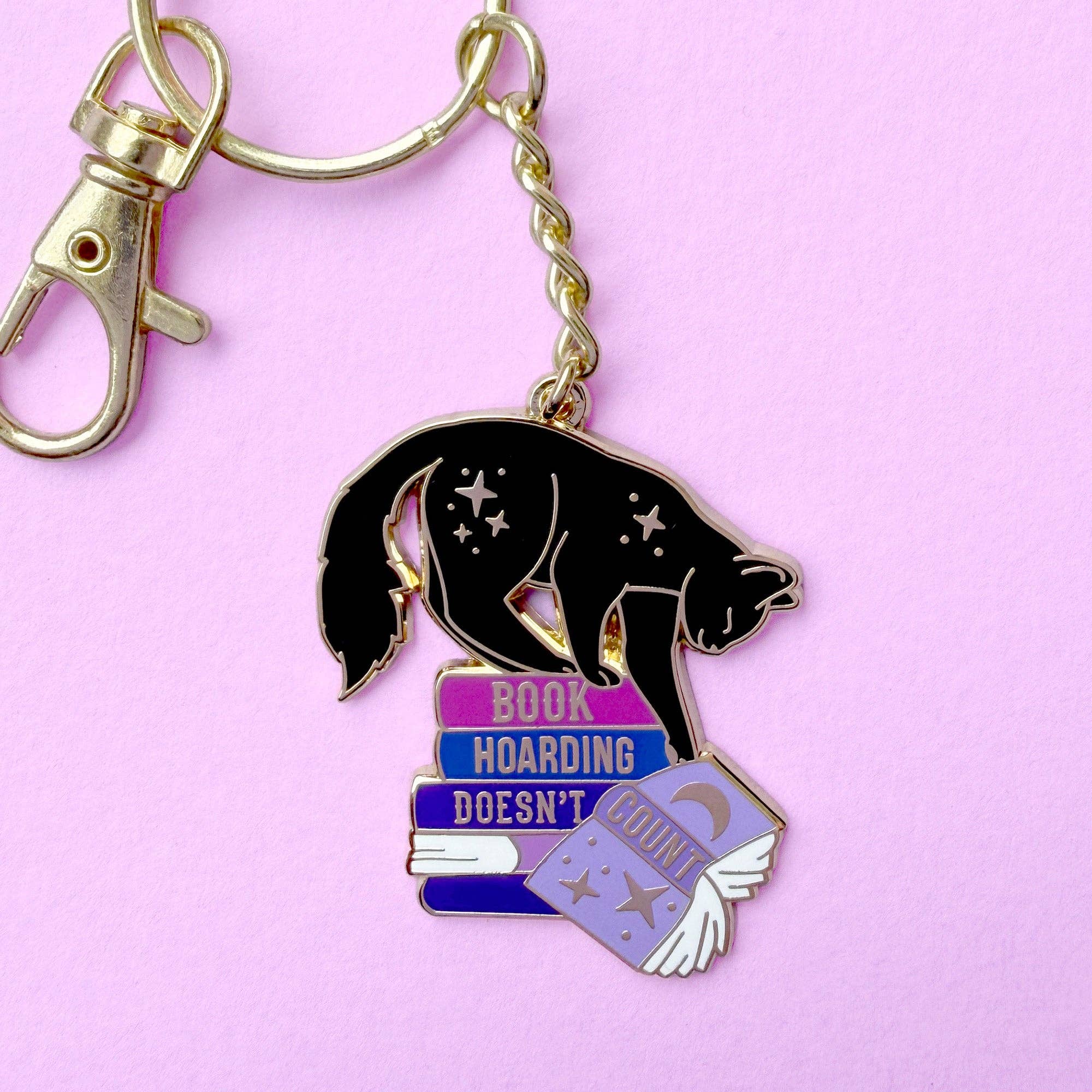 Glitter Punk - Book Hoarding Doesn't Count keychain