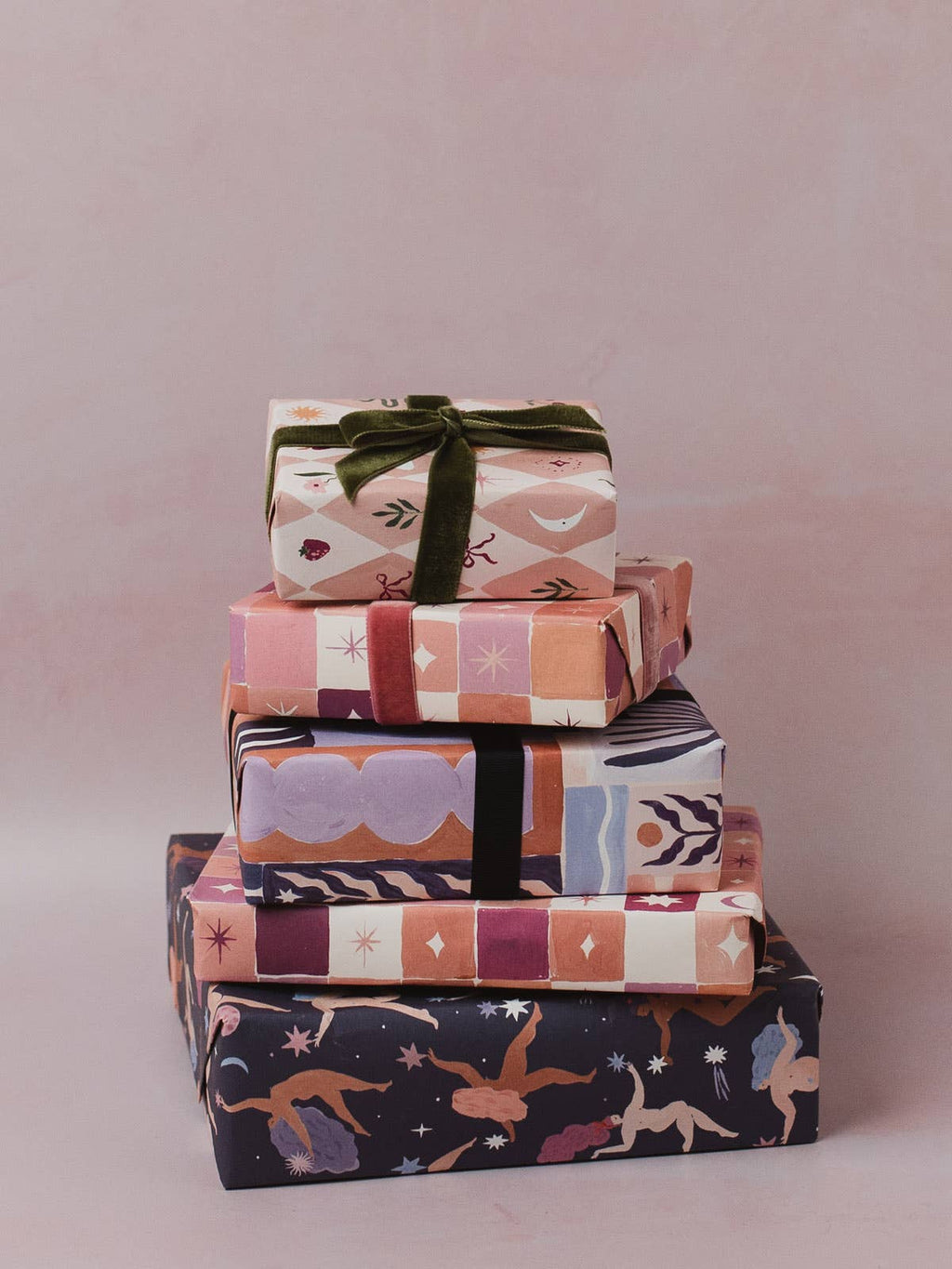 Blush Harlequin Gift Wrap | Feminine Wrapping Paper Sheets