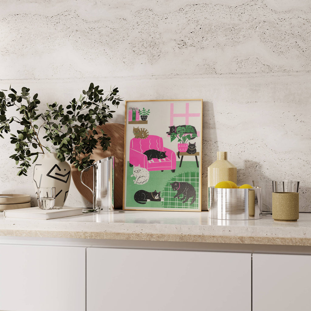 Nat ElIis Illustration - Sleepy Sunday Heavyweight Riso Print