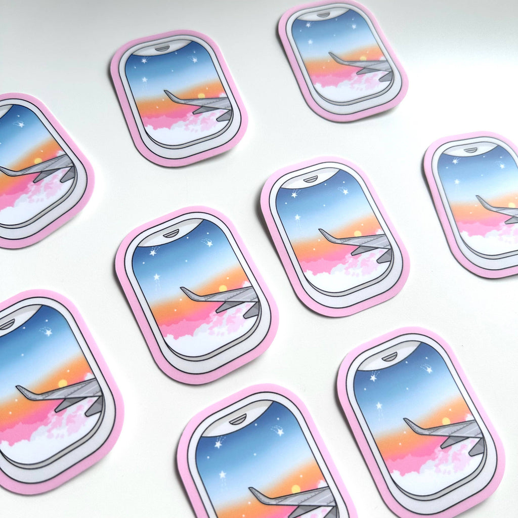 Dolly's Doodles - Airplane Window Sunset Sticker