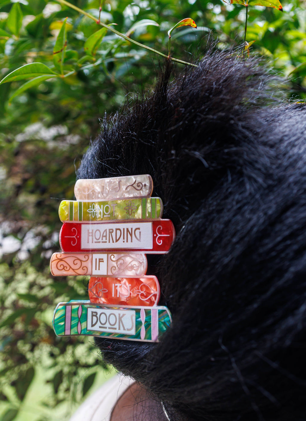 Pin Story "It’s Not Hoarding If It’s Books" - Bookish Hair Clip