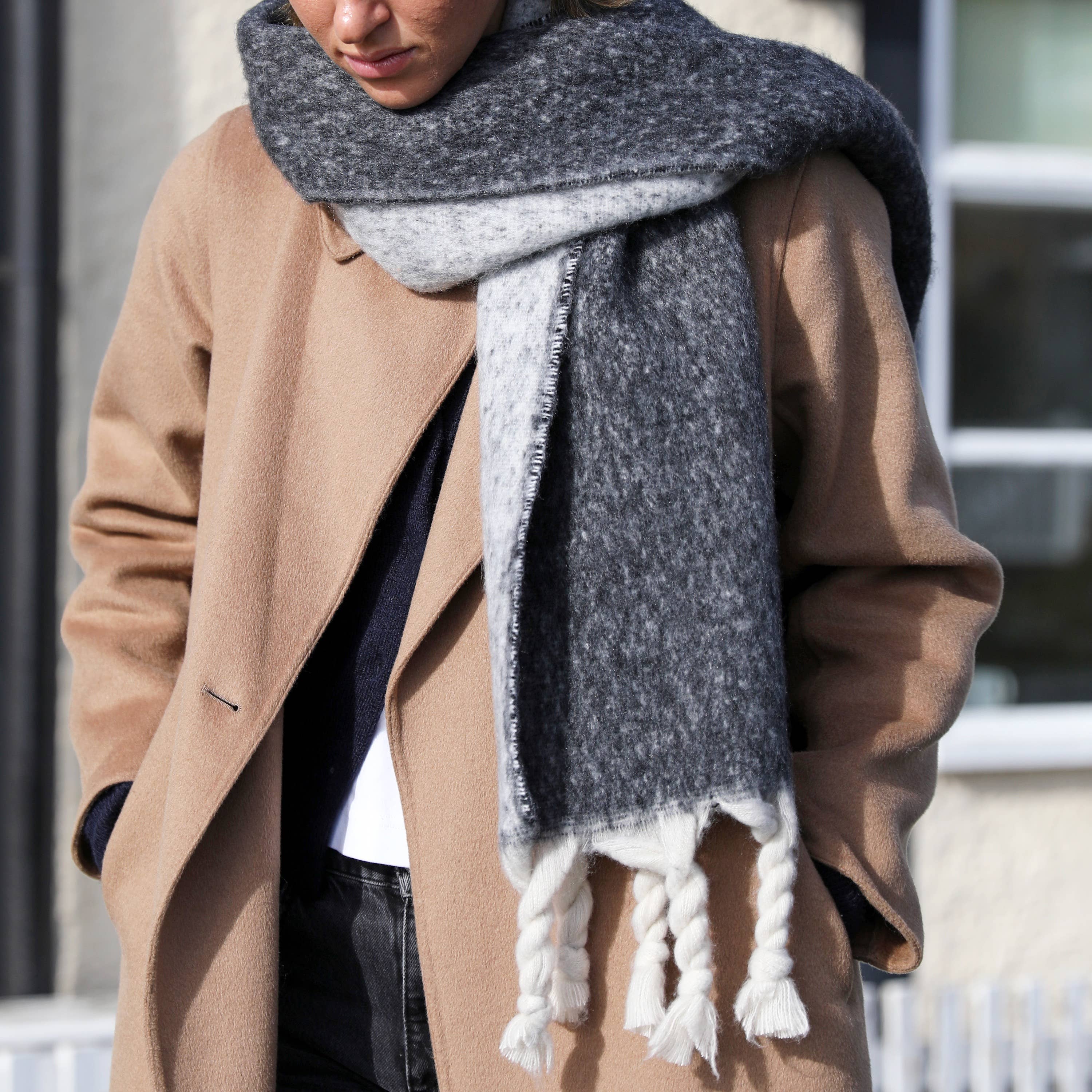 Charcoal Two-Tone Winter Scarf