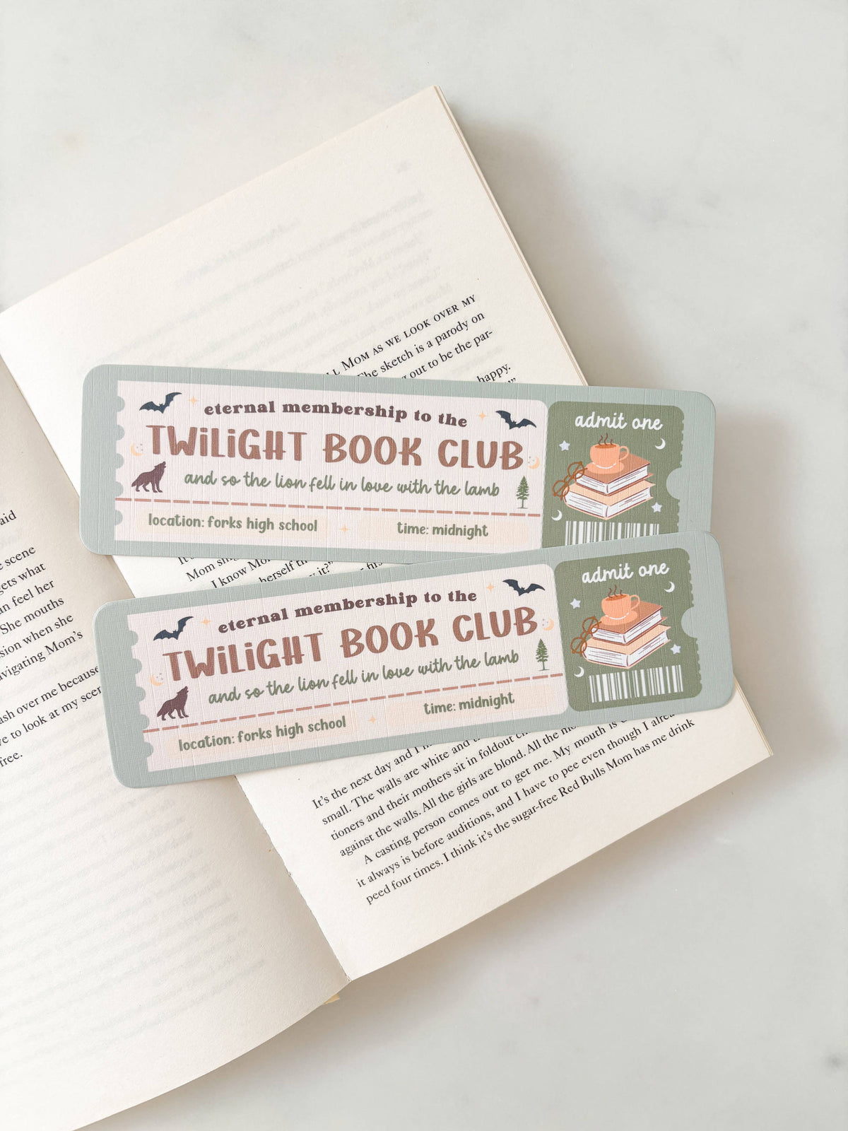 Twilight Book Club Ticket Bookmark