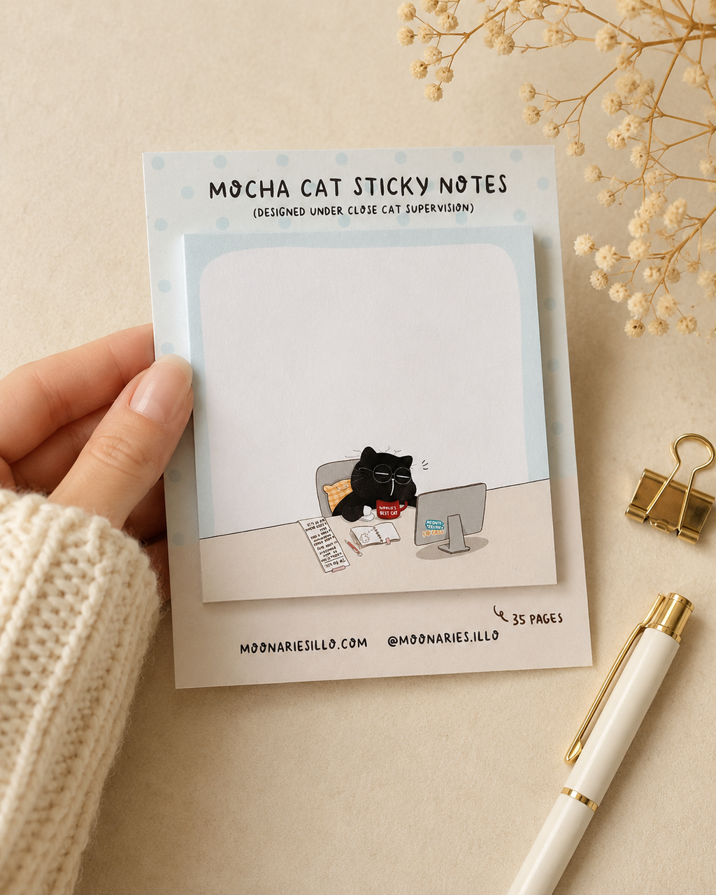 Cat Square Sticky Notes, Coworker Cat Gift