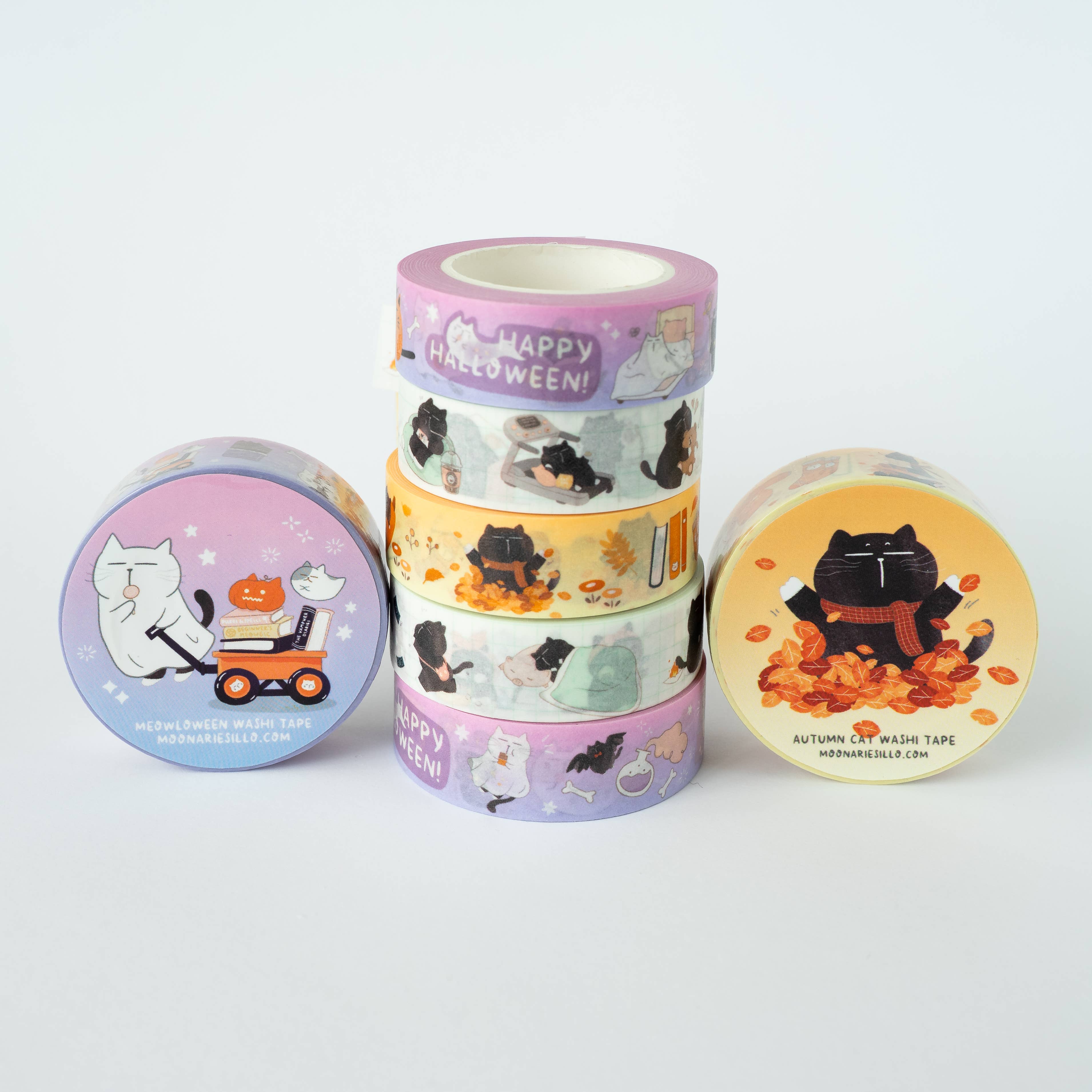 Cozy Fall Autumn Cat Washi Tape