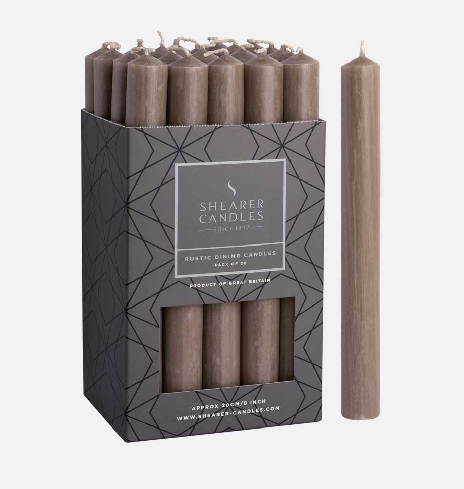 Shearer Candles - Taupe 8 inch Dinner Candles