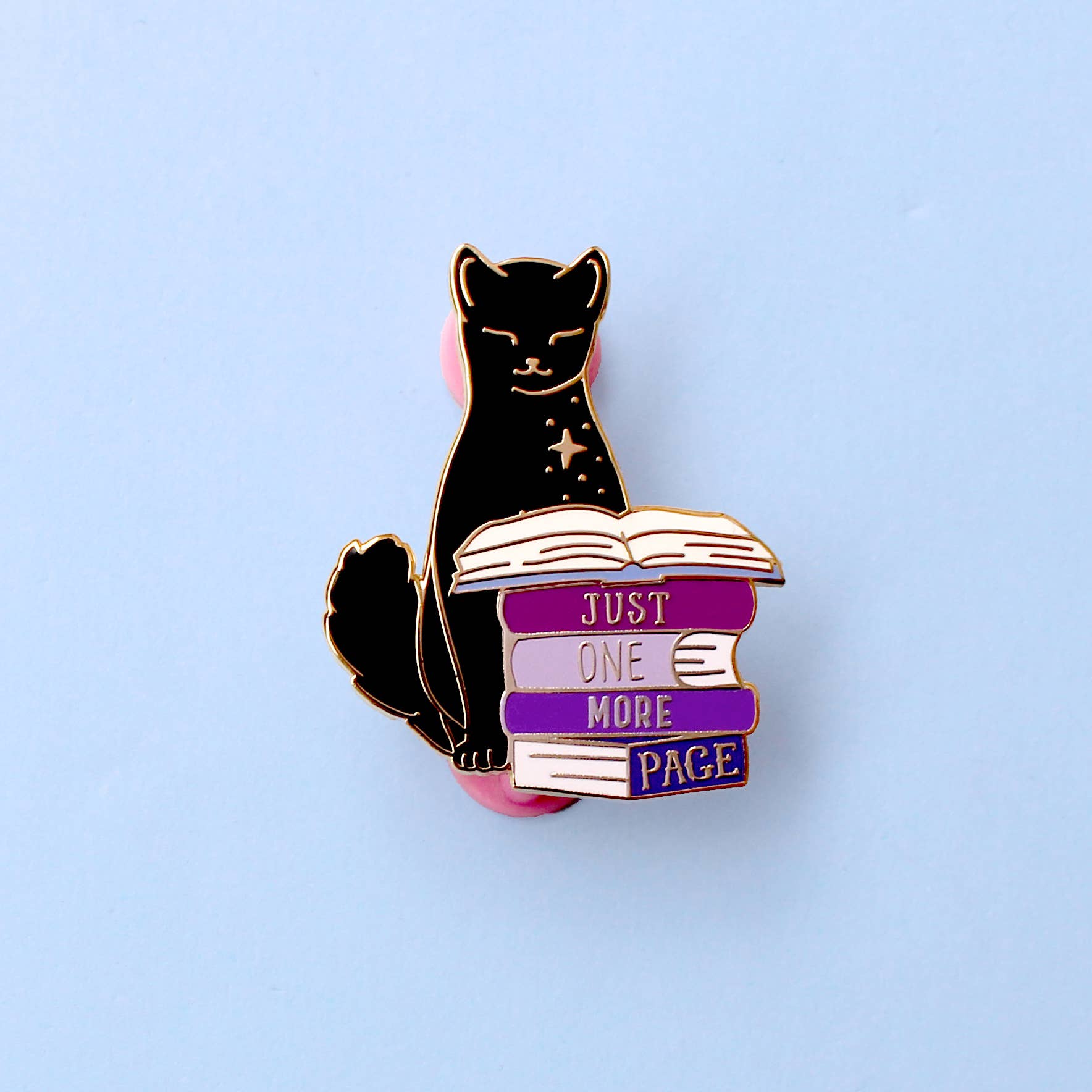 Glitter Punk - Just One More Page Book Cat Enamel Pin