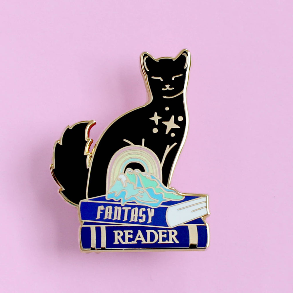 Glitter Punk - Fantasy Reader Cat Enamel Pin