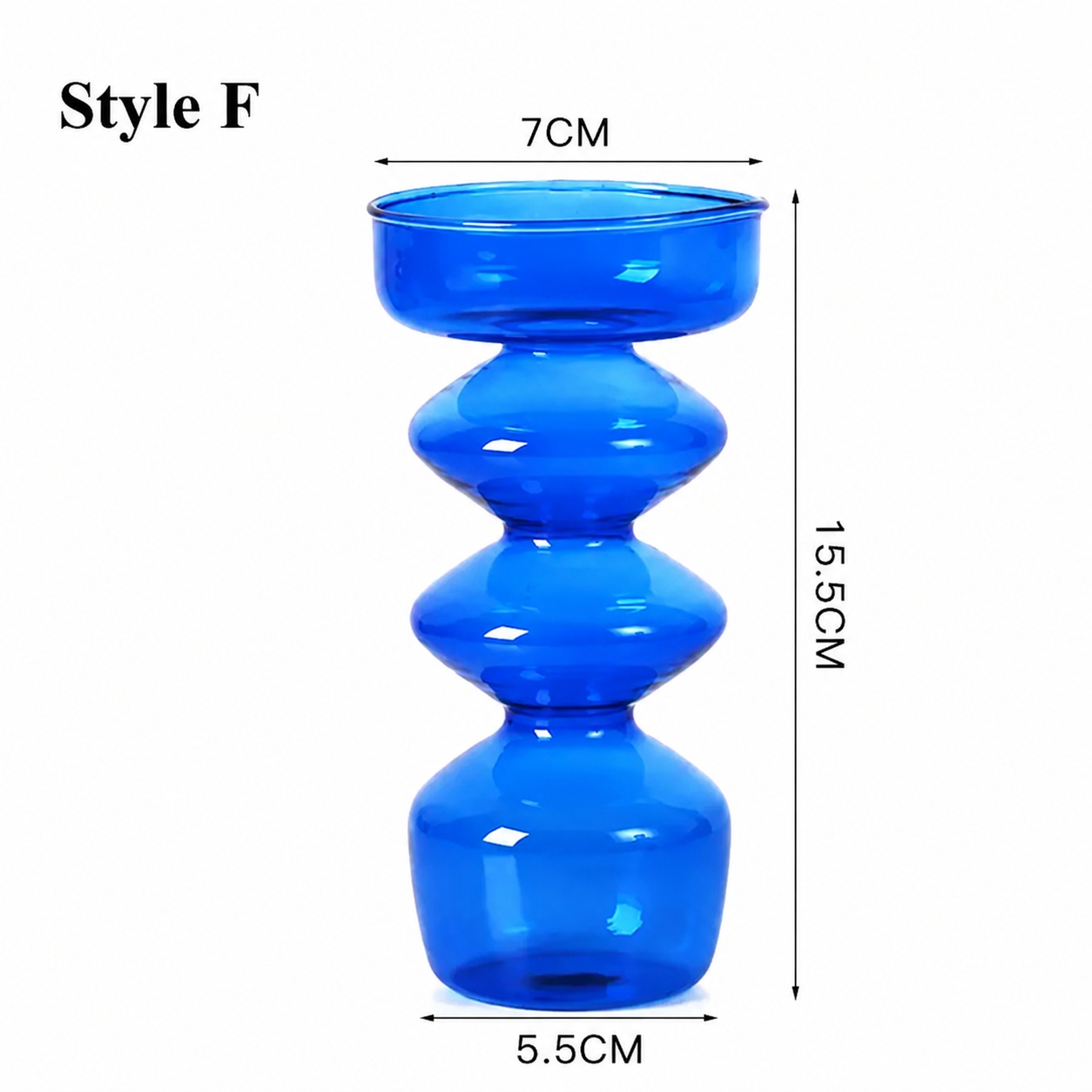 Blue Glass Candlestick Holder / Vase - Modern Candle Stand