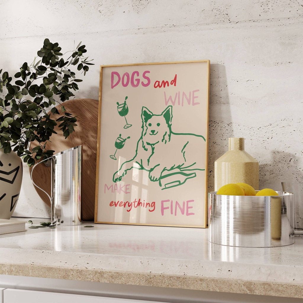 Dogs and Wine Kitchen Print