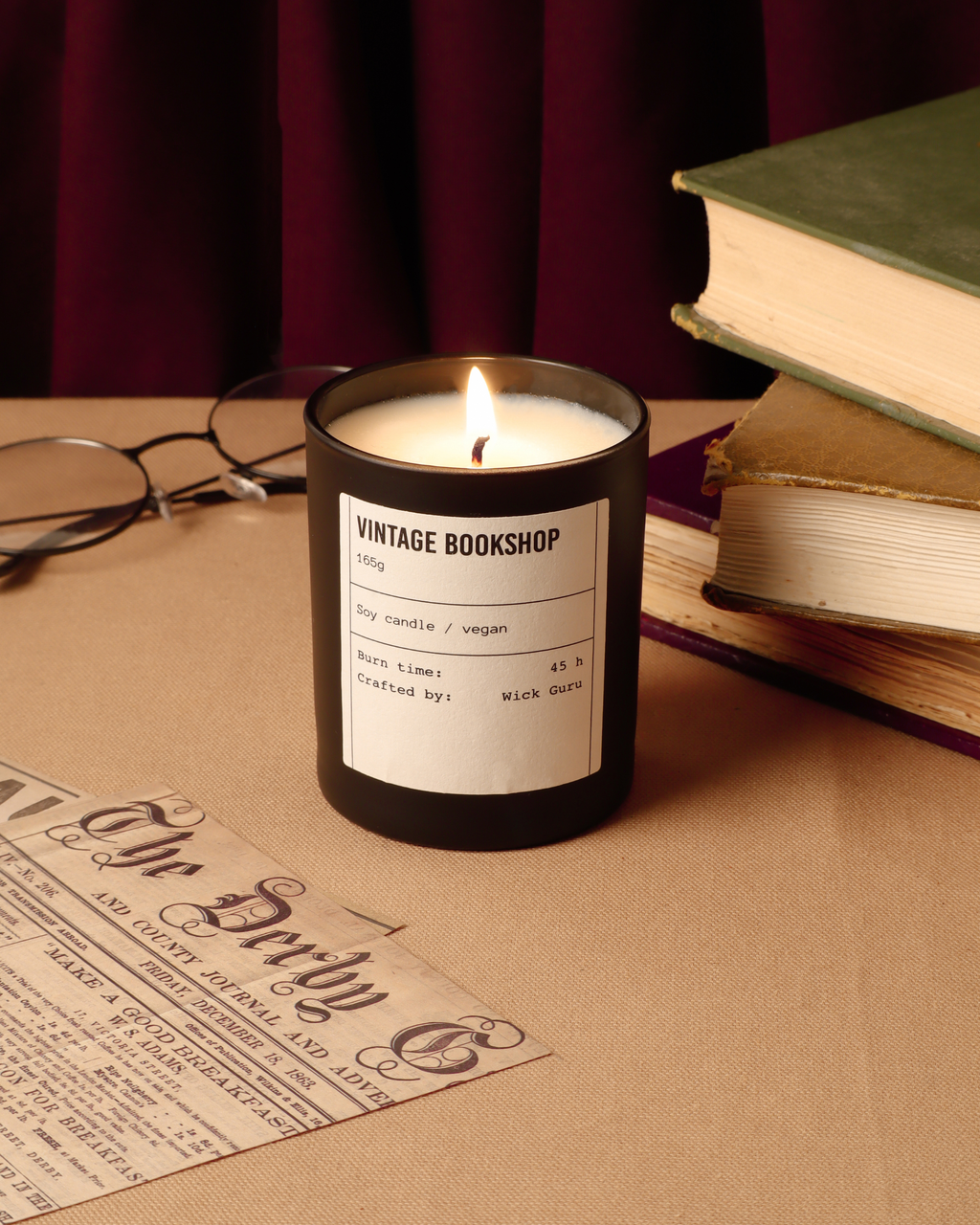 Vintage Bookshop Candle – Literary Gift, Handmade