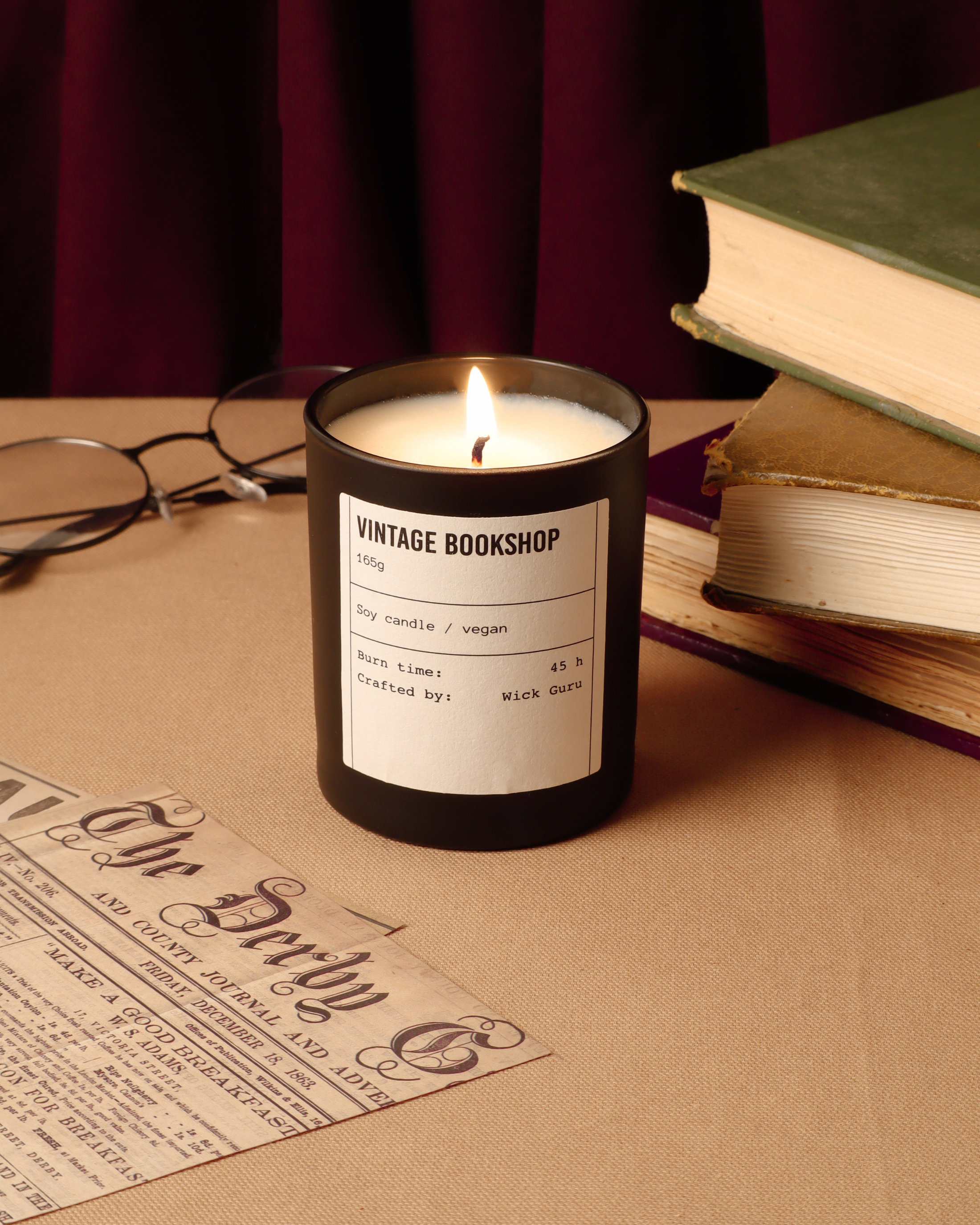 Vintage Bookshop Candle – Literary Gift, Handmade