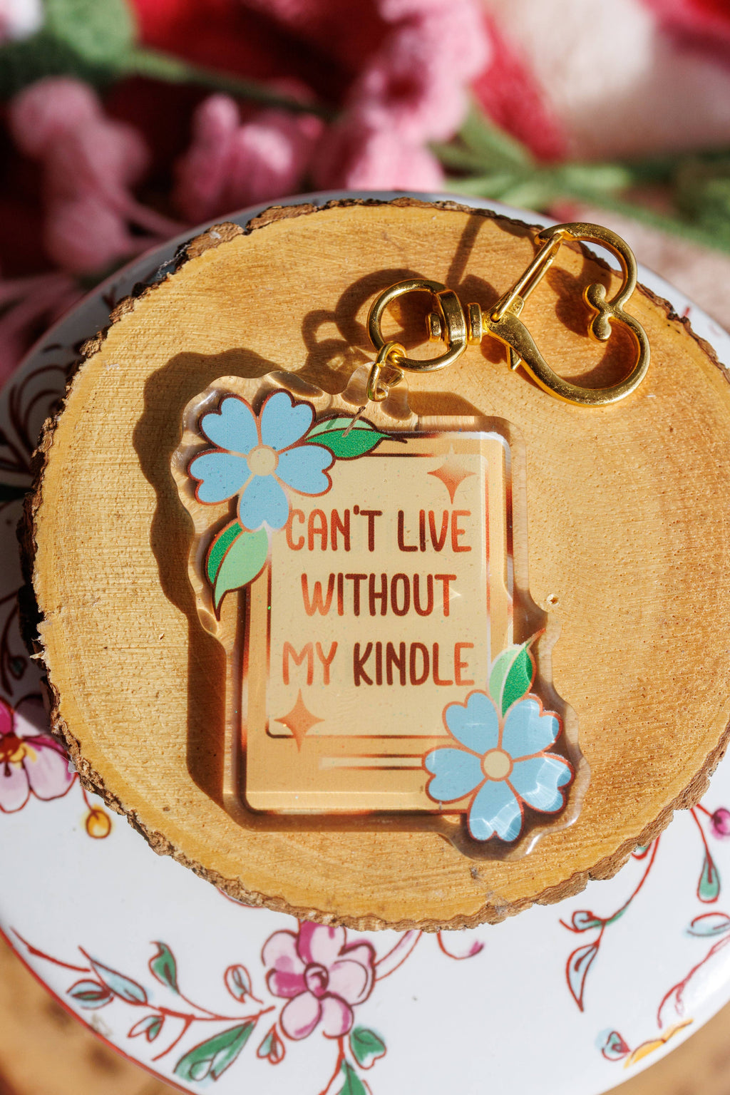 Pin Story "Can't Live Without My Kindle" Keychain/Kindle Charm