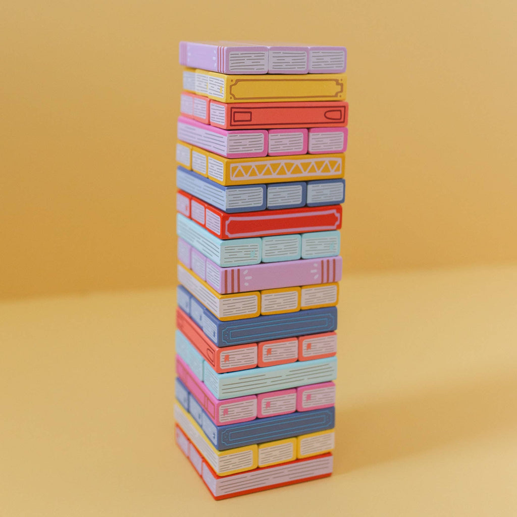 Tumbling Book Stack Jenga - Wooden Block Stacking & Balance Game (slight damage)