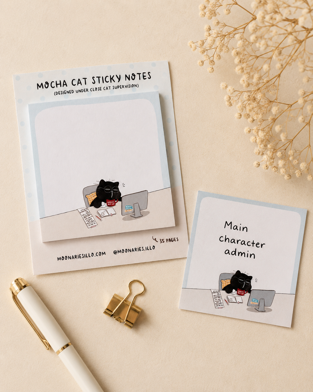 Cat Square Sticky Notes, Coworker Cat Gift