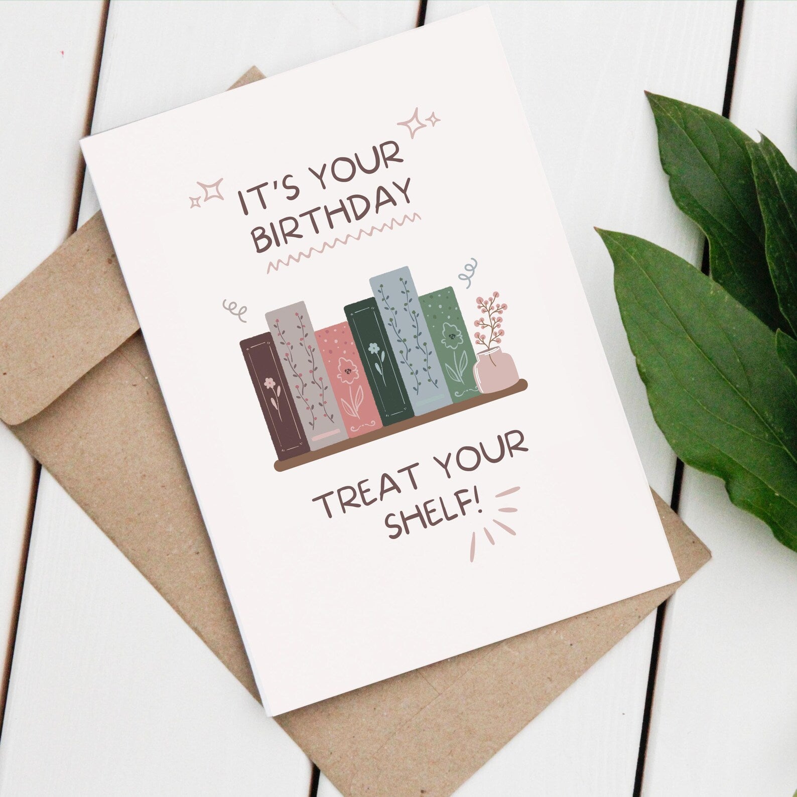 Treat Your Shelf birthday greeting card